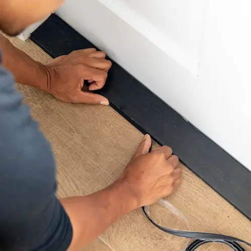 Flooring and trim work finished to the same standard, room by room